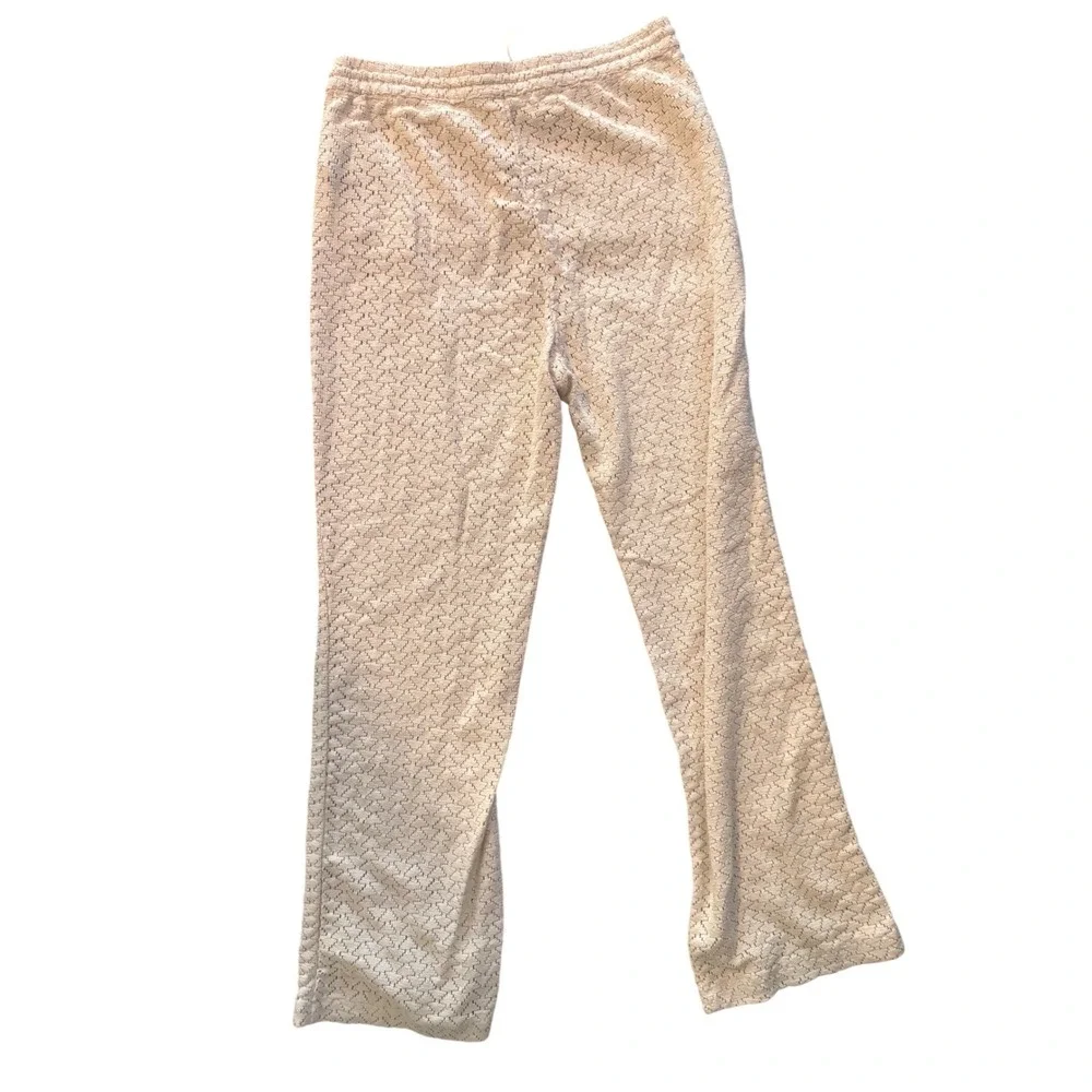 Roxy Cream Beige Textured Knit Lounge Pants Drawstring‎ Straight Leg Small